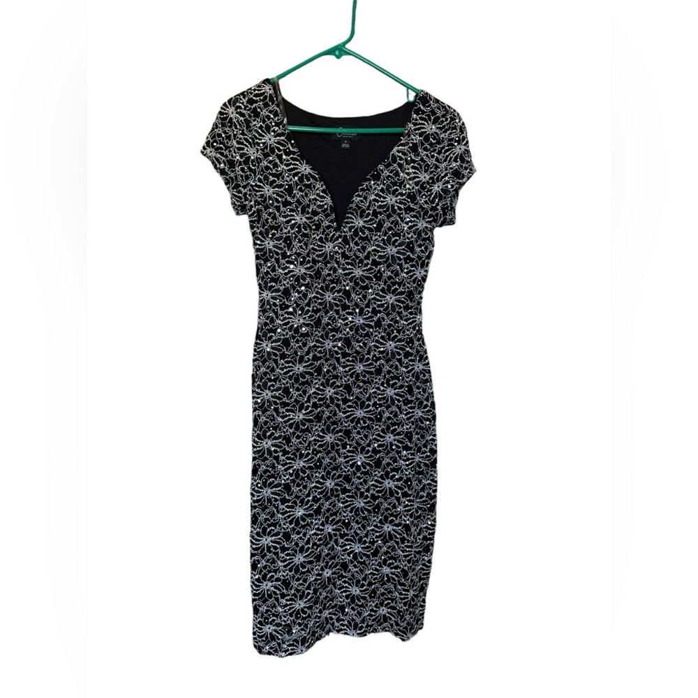 Connected Apparel Short-Sleeve Lace Sheath Dress